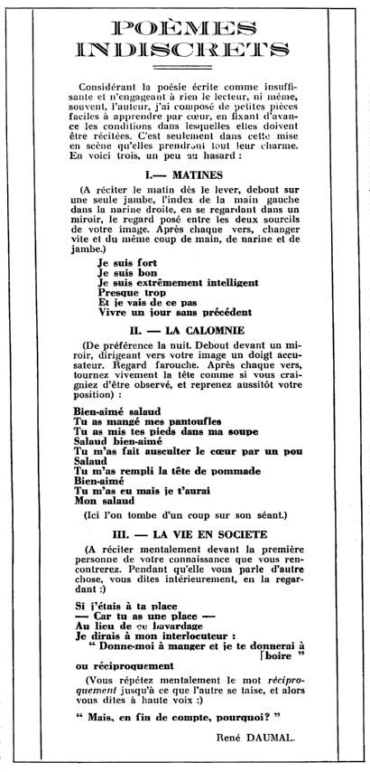 DAUMAL POEMES