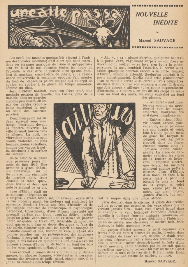 UNE AILE PASSA MARCEL SAUVAGE