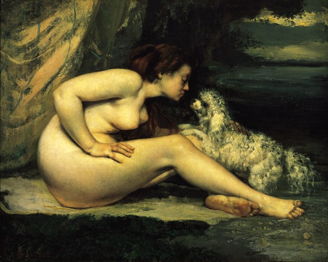 COURBET FEMME NUE AU CHIEN