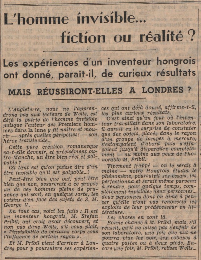 HOMME INVISIBLE 30:12:35 LE JOURNAL